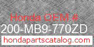 Honda 64200-MB9-770ZD genuine part number image