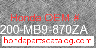 Honda 64200-MB9-870ZA genuine part number image