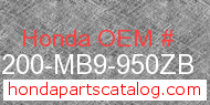 Honda 64200-MB9-950ZB genuine part number image