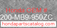 Honda 64200-MB9-950ZC genuine part number image