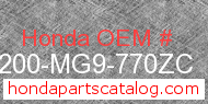 Honda 64200-MG9-770ZC genuine part number image