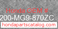 Honda 64200-MG9-870ZC genuine part number image