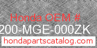 Honda 64200-MGE-000ZK genuine part number image