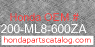 Honda 64200-ML8-600ZA genuine part number image