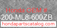 Honda 64200-ML8-600ZB genuine part number image