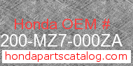 Honda 64200-MZ7-000ZA genuine part number image