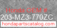 Honda 64203-MZ3-770ZC genuine part number image