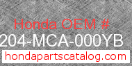 Honda 64204-MCA-000YB genuine part number image