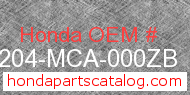 Honda 64204-MCA-000ZB genuine part number image