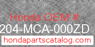 Honda 64204-MCA-000ZD genuine part number image