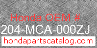Honda 64204-MCA-000ZJ genuine part number image