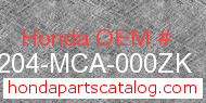Honda 64204-MCA-000ZK genuine part number image