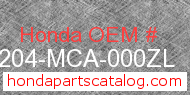 Honda 64204-MCA-000ZL genuine part number image