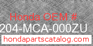 Honda 64204-MCA-000ZU genuine part number image