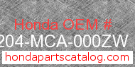 Honda 64204-MCA-000ZW genuine part number image