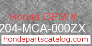 Honda 64204-MCA-000ZX genuine part number image