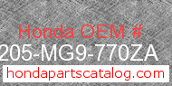 Honda 64205-MG9-770ZA genuine part number image