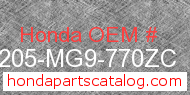 Honda 64205-MG9-770ZC genuine part number image
