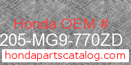 Honda 64205-MG9-770ZD genuine part number image