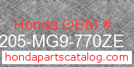 Honda 64205-MG9-770ZE genuine part number image