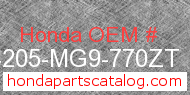 Honda 64205-MG9-770ZT genuine part number image