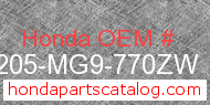 Honda 64205-MG9-770ZW genuine part number image