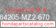 Honda 64205-MZ2-670 genuine part number image