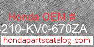 Honda 64210-KV0-670ZA genuine part number image