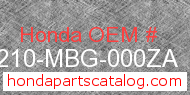 Honda 64210-MBG-000ZA genuine part number image