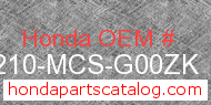 Honda 64210-MCS-G00ZK genuine part number image