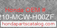 Honda 64210-MCW-H00ZF genuine part number image