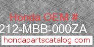 Honda 64212-MBB-000ZA genuine part number image