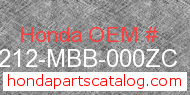 Honda 64212-MBB-000ZC genuine part number image