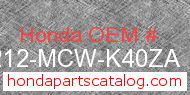 Honda 64212-MCW-K40ZA genuine part number image