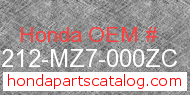Honda 64212-MZ7-000ZC genuine part number image