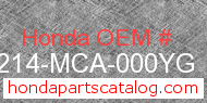 Honda 64214-MCA-000YG genuine part number image