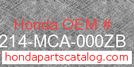 Honda 64214-MCA-000ZB genuine part number image