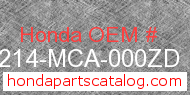 Honda 64214-MCA-000ZD genuine part number image