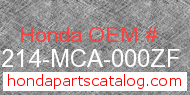 Honda 64214-MCA-000ZF genuine part number image
