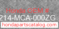 Honda 64214-MCA-000ZG genuine part number image