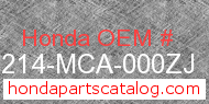 Honda 64214-MCA-000ZJ genuine part number image