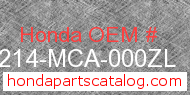 Honda 64214-MCA-000ZL genuine part number image