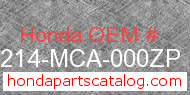 Honda 64214-MCA-000ZP genuine part number image