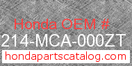 Honda 64214-MCA-000ZT genuine part number image