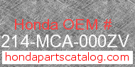 Honda 64214-MCA-000ZV genuine part number image