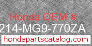 Honda 64214-MG9-770ZA genuine part number image
