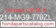 Honda 64214-MG9-770ZL genuine part number image