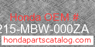 Honda 64215-MBW-000ZA genuine part number image