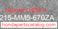Honda 64215-MM5-670ZA genuine part number image