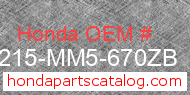 Honda 64215-MM5-670ZB genuine part number image